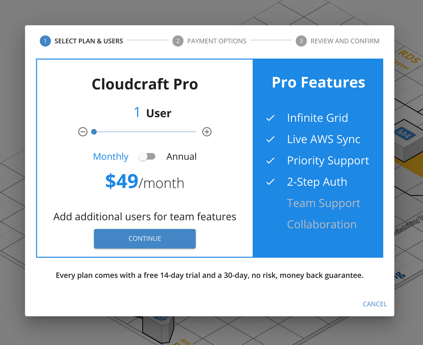 Select your plan, and users