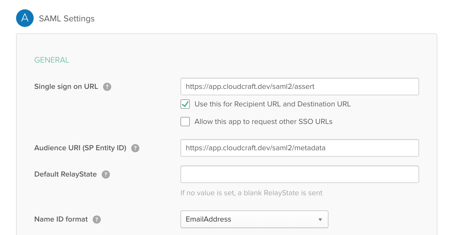 SAML settings SAML settings